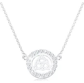 Náhrdelník Stříbrný 925 náhrdelník - keltský uzel, zirkony, spirálovitý řetízek