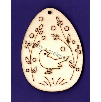 Stavební deska Výřez z překližky, F83, VELIKONOČNÍ VEJCE-PTÁČEK, 6,5x4,5cm, 1ks