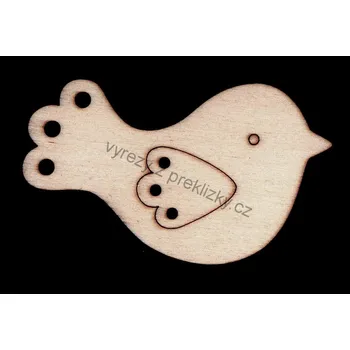 Stavební deska Výřez z překližky, J56, PTÁČEK- staročeská krajka, 7,1x4,3cm, 1ks