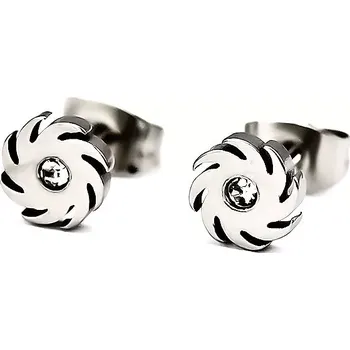 Náušnice Ocelové náušnice - kotouč, širší zoubky, zirkon