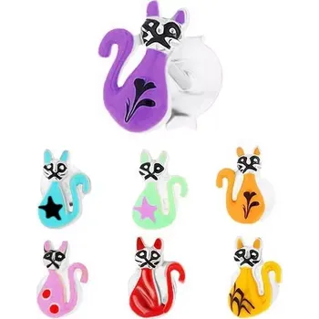 Náušnice Náušnice ze stříbra 925, barevné glazované koťátko, puzetové zapínání - Barva: Zelená