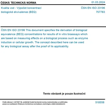 ČSN EN ISO 23196 - Kvalita vod - Výpočet koncentrací biologické ekvivalence (BEQ) - Tisk