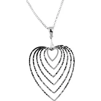 Náhrdelník Stříbrný náhrdelník srdce délka náhrdelníku 42+3cm