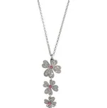 Stříbrný náhrdelník s kvítky a růžovými zirkony délka náhrdelníku 42+3cm
