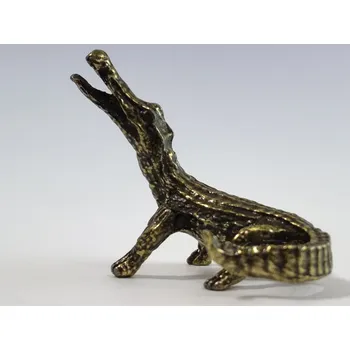 Krokodýl štěstí - Mosazní - Malá roztomilá dekorace (Krokodýlek pro štěstí :-))