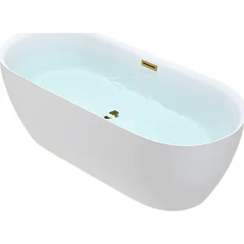 Vana BPS-koupelny Volně stojící akrylátová vana HYD-CES518A 150x75 bílá, odtokový komplet zlatý