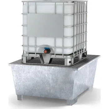 Olejová vana HTI Záchytná vana z oceli, stáčecí prostor pro 1 IBC, zinkovaná, mřížový rošt