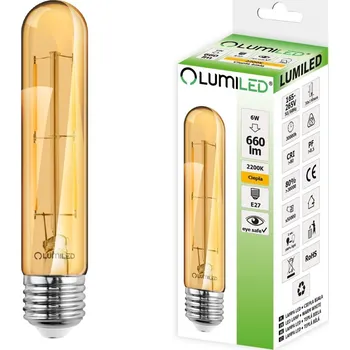 Žárovka LED žárovka E27 T30 6W = 50W 660lm 2200K Warm 360° Filament LUMILED