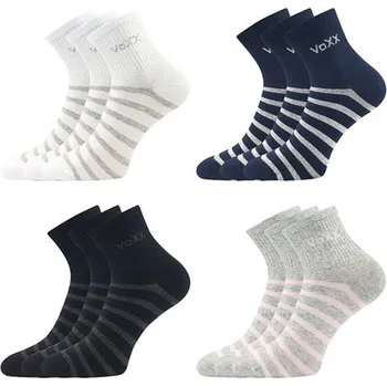 Dámské oblečení VOXX Ponožky dámské BOXANA letní pruhované SVĚTLE ŠEDÉ MELÉ (3 páry) 39-42 120106