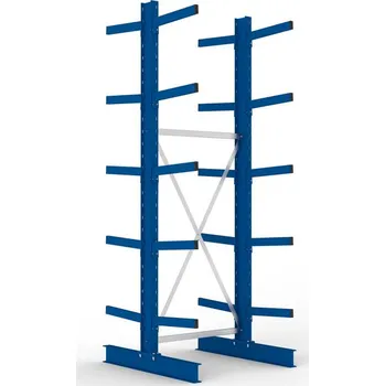 Dílenský regál Konzolový regál META, základní pole, oboustr., 5 x rameno, až 430 kg/rameno, 1103 x 1240 x 3000 mm