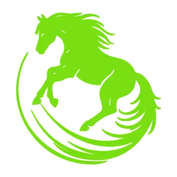 Samolepící dekorace Kůň 107 levá v kruhu (04 - zelená kawasaki) SAMOLEPKA NA AUTO, NÁLEPKA, FÓLIE, POLEP, TUNING, VLASTNÍ TEXT, TISK, AUTOSAMOLEPKY.cz, POLEPY, OBRÁZEK, LOGO, 3D STICKERS