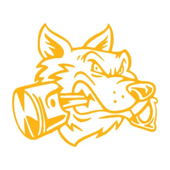 Polep vozidla Vlk 032 pravá moto s pístem (21 - světle oranžová) SAMOLEPKA NA AUTO, NÁLEPKA, FÓLIE, POLEP, TUNING, VLASTNÍ TEXT, TISK, AUTOSAMOLEPKY.cz, POLEPY, OBRÁZEK, LOGO, 3D STICKERS