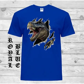 Chlapecké tričko detske-levne-bavlnene-tricko-potisk-trhajici-t-rex Barva: Royal blue - královsky modrá, velikost: 164