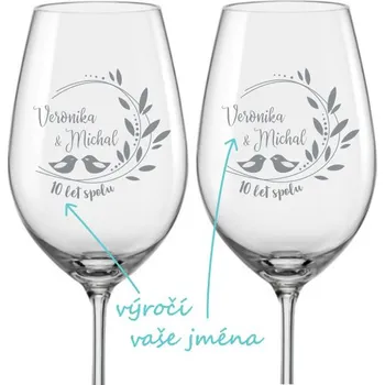 Sklenice Sklenice na víno k výročí Romance, 2 ks