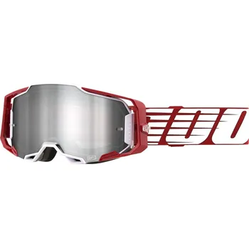 Motocyklové brýle 100% ARMEGA Oversized Deep bílo-červené (stříbrné plexi)