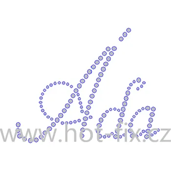 ÁĎA II. - jméno hot-fix nažehlovací kamínková aplikace na textil, rozměr cca 9,2x7,3cm barva: kameny barva 101 Crystal /stříbrná