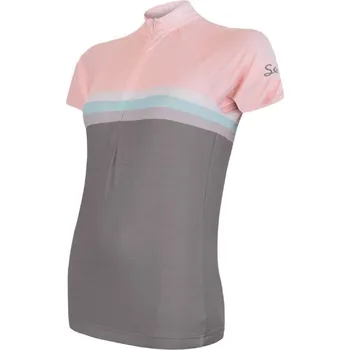 Sport Dámský dres Sensor Summer Stripe šedo-růžový - krátký rukáv výprodej