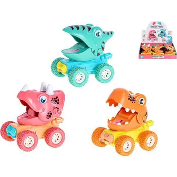 Hračka pro nejmenší Auto dinosaurus 11 cm po stlačení jezdící 18 m+