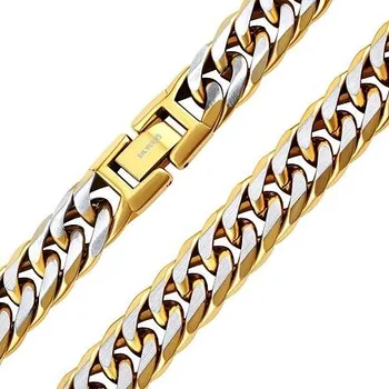 Řetízek Pozlacený masivní náhrdelník Curb 11 mm z chirurgické oceli varianta 65 cm KMM282457GP-65 cm