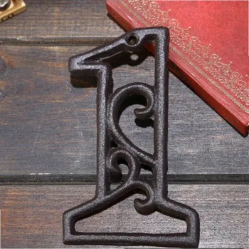 Litinové, železné číslo 1, dekorace na dům, domovní číslo na hřebík