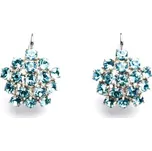 Stříbrné náušnice květ Swarovski Light turguise - NK1342 (Stříbrné náušnice s krystaly Swarovski)