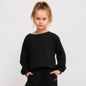 Dívčí mikina Dětská černá crop top mikina Velikost: 110/116