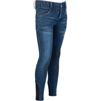 Jezdecké kalhoty HKM Rajtky Aymee Denim HKM, s gripem na kolenou, dětské, deep blue 146-152