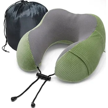 Cestovní polštářek KUFRYPLUS Cestovní polštářek s paměťovou pěnou TPMF17 zelený