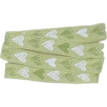 Stuha Stuha bavlněná pastelově zelená HEART 15mm x 2m (6,-Kč/m) (Dekorační látková stuha, pastelově zelená, jednostranný potisk)