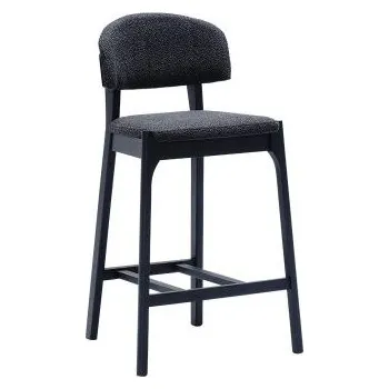 Barová židle Čalouněná barová židle DT79 Barva nohou: Brossé Blanchi, Sametové čalounění: Azure, Přírodní látka: Aubergine