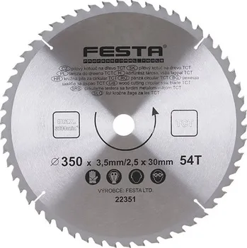 Pilový kotouč 350/3.5/30mm 54T pilový s SK plátky FESTA kotouč 22351