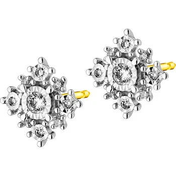Náušnice Náušnice ze žlutého a bílého zlata s diamanty - 0,16 ct - ryzost 585 - 220.635