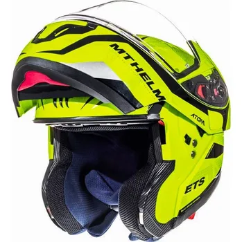 Motodoplněk MT Helmets Vyklápěcí přilba na motorku MT Atom Divergence fluo žlutá výprodej