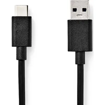 Kabel NEDIS USB kabel | USB 3.2 Gen 1 | USB-A Zástrčka | USB-C™ Zástrčka | 15 W | 5 Gbps | Poniklované | 1.00 m | Kulatý | PVC | Černá | Label