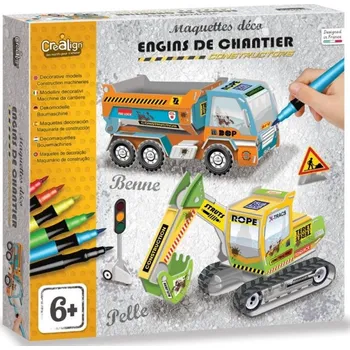 Dřevěná hračka 3D modely Stavební stroje 6+