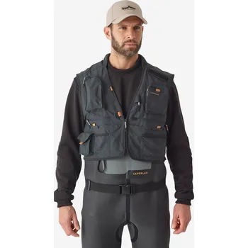 Pánská vesta CAPERLAN Rybářská brodicí vesta FV 500 WD S BÉŽOVÁ|ŠEDÁ