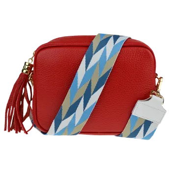 NovaKabelka.cz Kožená italská crossbody kabelka Bala Rossa Corallo s přídavným popruhem V