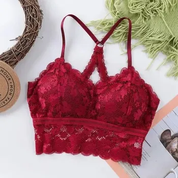 Podprsenka Dámská krajková podprsenka ("braletka") Barva: Vínová, Velikost: Plus Size 57 - 77.5 kg