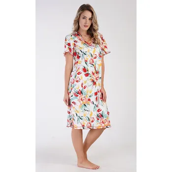 Dámská noční košile Vienetta Secret Dámská noční košile s krátkým rukávem Alexandra lososová Barva: lososová, Velikost: 2XL