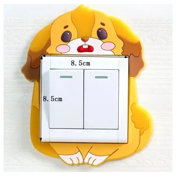 Samolepící dekorace Svítící 3D silikonová dekorace vypínače - pes žlutý