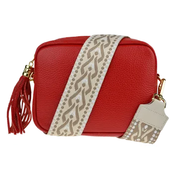 NovaKabelka.cz Kožená italská crossbody kabelka Bala Rossa Corallo s přídavným popruhem VII