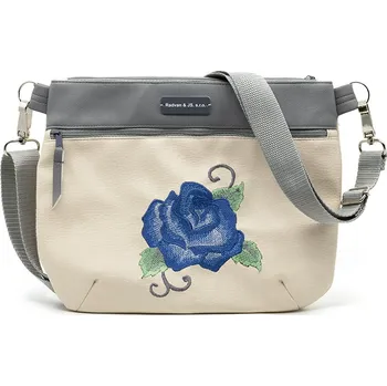 Kabelka kabelka s výšivkou modrá růže