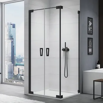 SanSwiss Cadura 140 cm dvoukřídlé dveře - černý/sklo Screen CA2C1400687