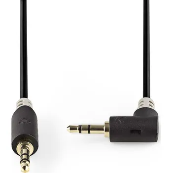 Audio kabel NEDIS Stereofonní Audio Kabel | 3,5mm Zástrčka - 3,5mm Úhlová Zástrčka | 1 m | Antracit