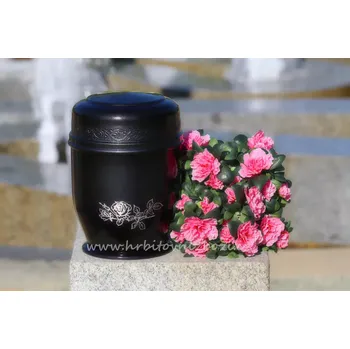 Smuteční dekorace Urna hliníková granitovo černá (Pohřební urna)