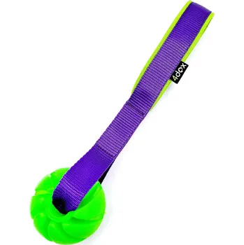 Hračka pro psa Limetka plovoucí míček 6cm s ručkou 4dox