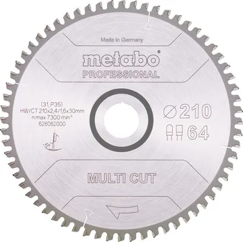 Pilový kotouč Pilový kotouč "multi cut - professional", 210x2,4/1,6x30, Z64 FZ/TZ, 5°neg. [628082000]