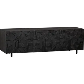 Televizní stolek WOOOD Černý dřevěný TV stolek Country 160 x 45 cm