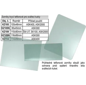 Svářečská kukla MAGG Krycí zorník vnější 110x90x1mm
