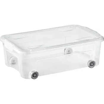 Úložný box TORTARELLI Box na kolečkách s clipem 29,5 L, transparent